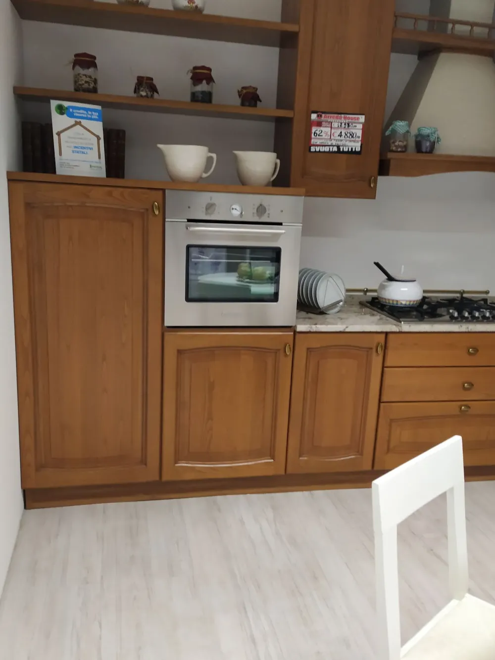 Outlet CUCINA ad angolo Giada castagno SCONTATA Cucine Ad Angolo
