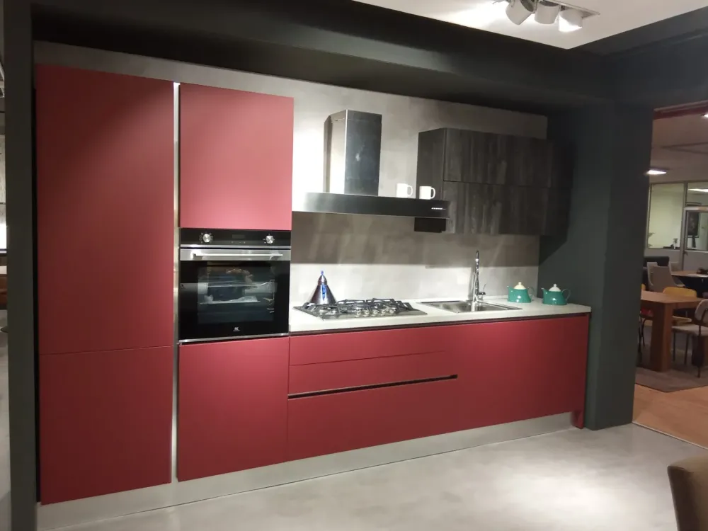 New Cucina Ventidue pet rosso OFFERTA OUTLET sconto 50% Cucine Lineari|Cucine Moderne