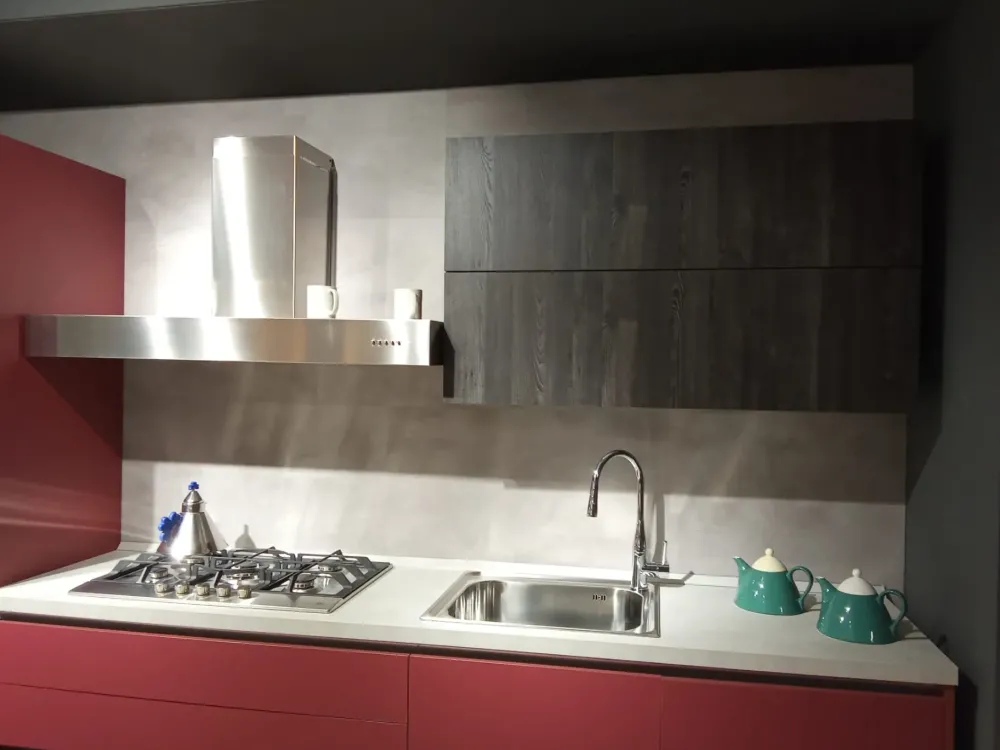 New Cucina Ventidue pet rosso OFFERTA OUTLET sconto 50% Cucine Lineari|Cucine Moderne
