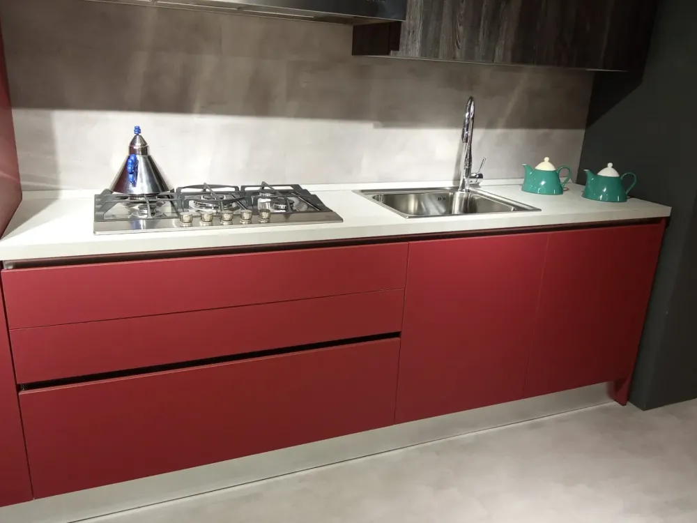 New Cucina Ventidue pet rosso OFFERTA OUTLET sconto 50% Cucine Lineari|Cucine Moderne