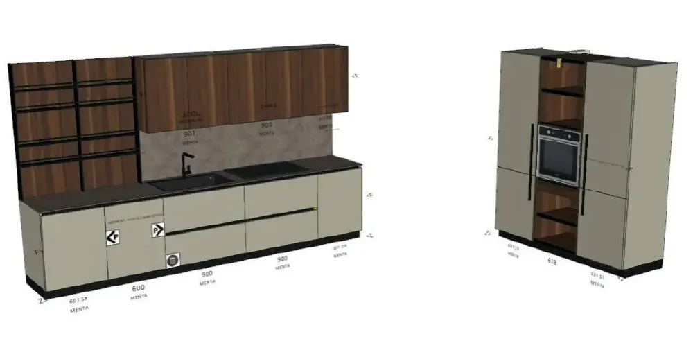 Clearance Cucina grigia design lineare Cucina pet grigio noce cordesco a soli 10800 Euro Cucine Lineari|Cucine Design