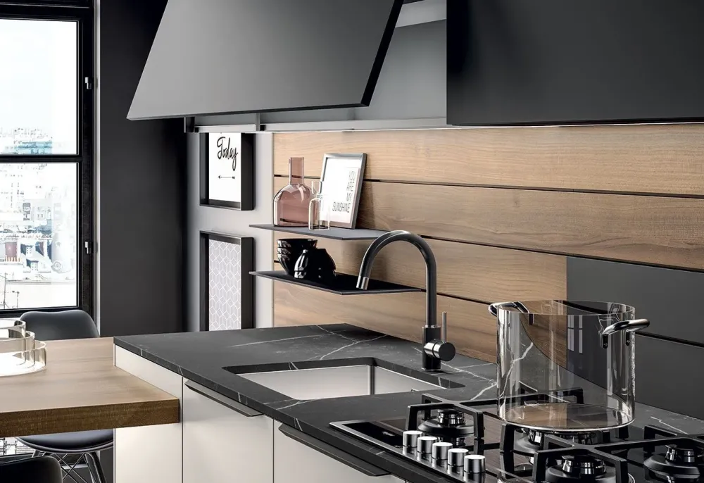 Arredo3 Cucina grigia moderna lineare Ylak a soli 14217 Euro- Cucine Lineari|Cucine Moderne