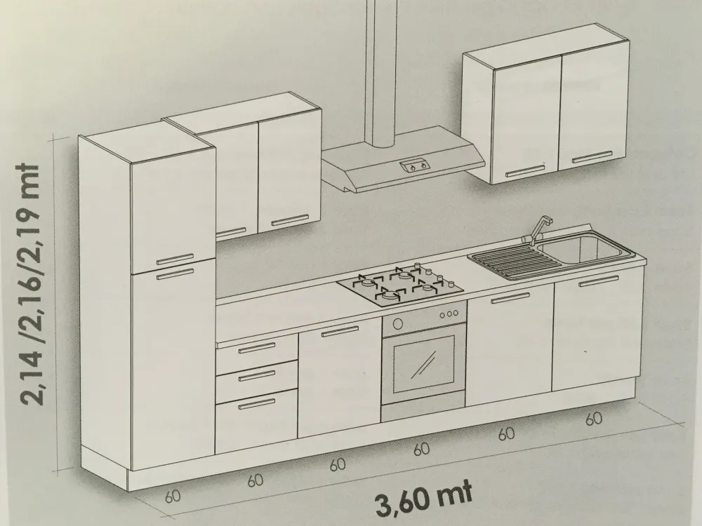 Clearance Cucina grigio design lineare Linea scontata Cucine Lineari|Cucine Design