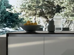 Arredo3 Cucina grigio moderna ad angolo Round in Offerta Outlet- Cucine Ad Angolo|Cucine Moderne