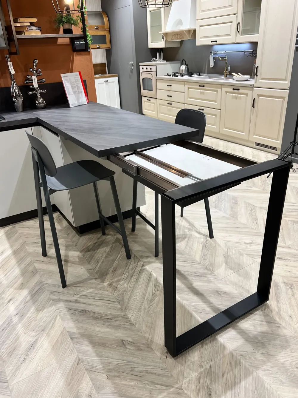 Cucina grigio moderna con penisola Evolution^Scavolini Discount