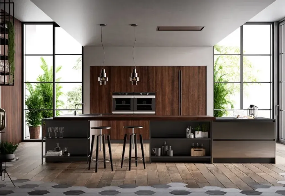 Online Cucina Kaly industriale grigio con penisola scontata 37% Cucine Con Penisola