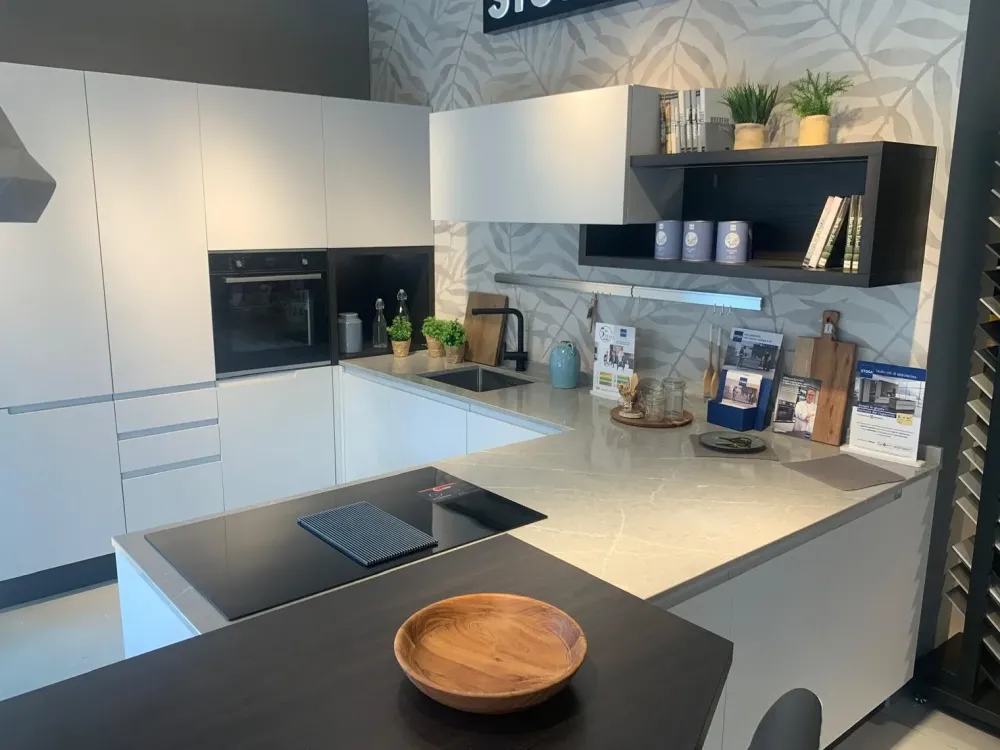 New Cucina Karma moderna grigia con penisola scontata 50% Cucine Con Penisola|Cucine Moderne