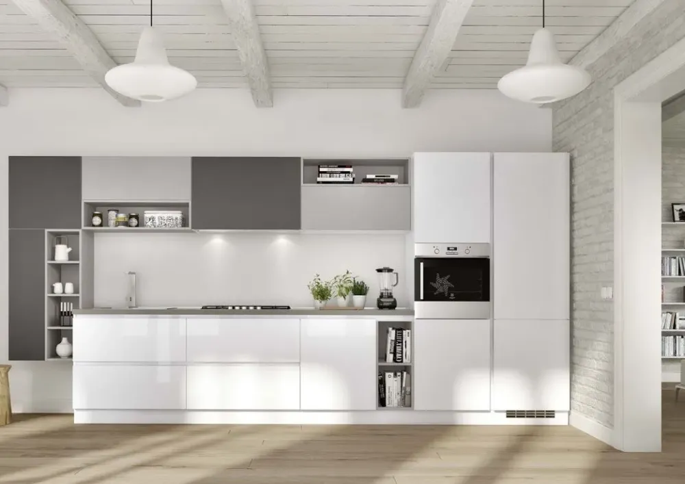 Outlet Cucina lineare in laccata lucido a prezzo ribassato 37% Cucine Lineari|Cucine Design