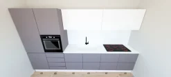New Cucina lineare in laccato opaco grigio Kali a prezzo scontato Cucine Lineari|Cucine Moderne
