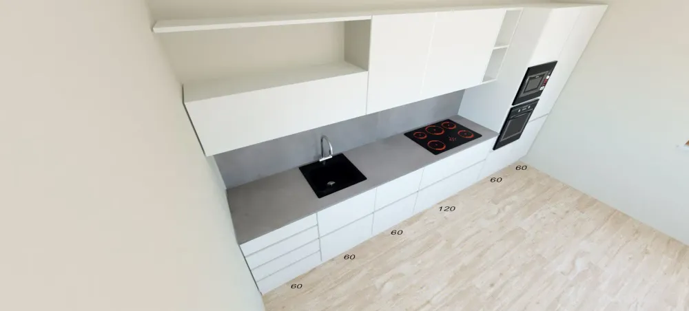 Astra Cucina lineare in laccato opaco bianca Line a prezzo ribassato- Cucine Lineari|Cucine Moderne