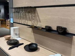 Cucina lineare in laminato materico grigia Young a prezzo scontato Cucine Lineari|Cucine Moderne