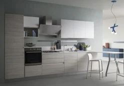 Artigianale Cucina lineare in laminato materico rovere chiaro Easy a prezzo scontato- Cucine Lineari|Cucine Moderne