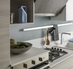 Artigianale Cucina lineare in laminato materico rovere chiaro Easy  a prezzo scontato- Cucine Lineari|Cucine Moderne