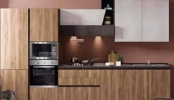 Sale Cucina lineare in legno noce Marilin a prezzo ribassato Cucine Lineari|Cucine Moderne