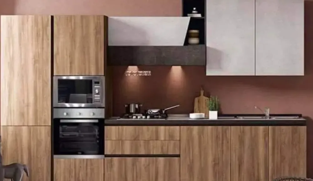 Sale Cucina lineare in legno noce Marilin a prezzo ribassato Cucine Lineari|Cucine Moderne