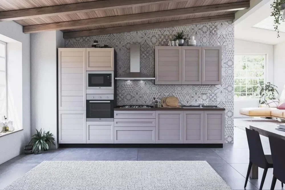 Online Cucina lineare in legno tortora Elsa a prezzo scontato Cucine Lineari|Cucine Moderne