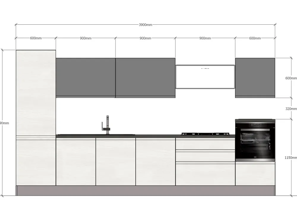 Cucina lineare Jey kitchens con uno sconto del 50%^Creo Clearance
