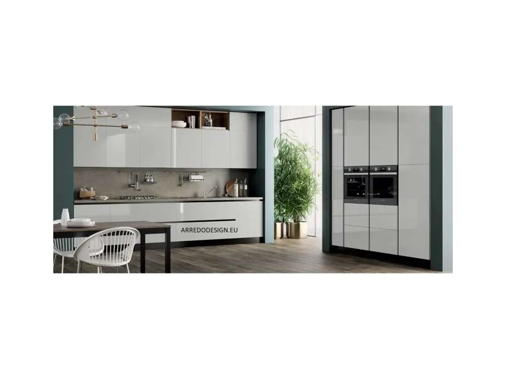 Online Cucina lineare moderna bianca Domino a soli 8250 Euro Cucine Lineari|Cucine Moderne