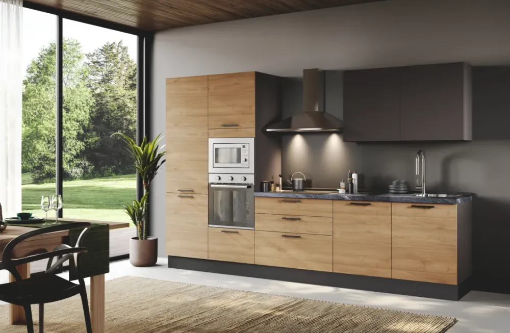 New Cucina lineare moderna rovere moro Capri Cucine Lineari|Cucine Moderne