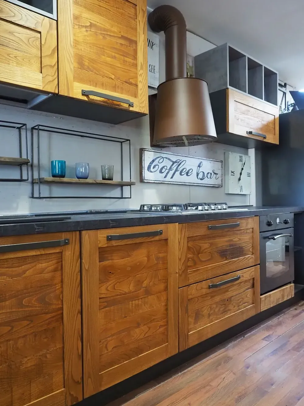 CUCINA lineare Cucina moderna vintage alta legno SCONTATA 59%^Outlet Etnico Discount