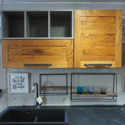 CUCINA lineare Cucina moderna vintage alta legno SCONTATA 59%^Outlet Etnico Discount