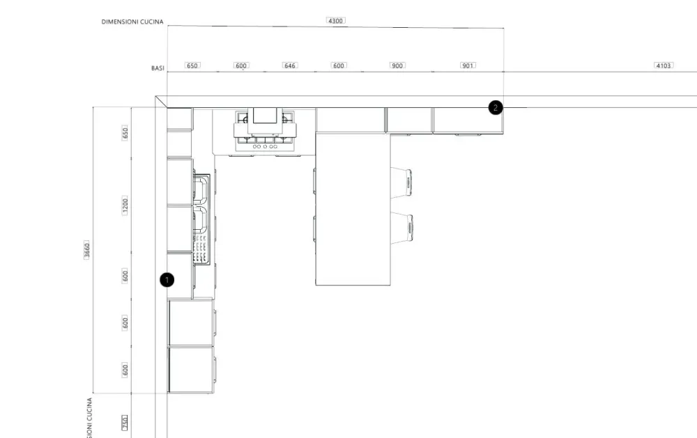 Cucina classica con penisola bianca in legno Claudia^Lube Cucine Online