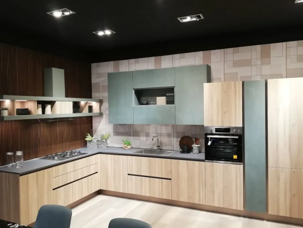 Cucina moderna ad angolo Unica a prezzo scontato^Lube Cucine Discount