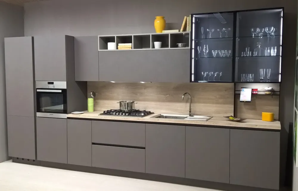 Ar-Tre Cucina moderna grigio lineare Cemento scontata- Cucine Lineari|Cucine Moderne