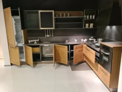 Arredo3 Cucina moderna rovere chiaro ad angolo Asia telaio- Cucine Ad Angolo|Cucine Moderne