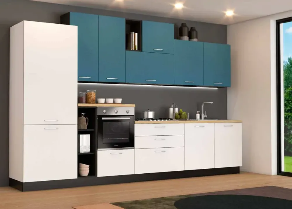 Net Cucine Cucina moderna lineare blu in laminato materico Sandy astrale- Cucine Lineari|Cucine Moderne