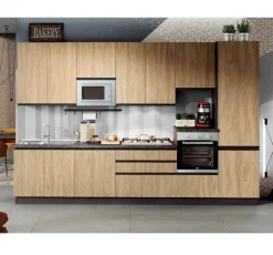 Cucina noce design lineare Era 240 in Offerta Outlet^Net Cucine Clearance
