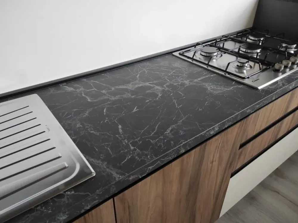 Cucina noce design lineare Era 240 in Offerta Outlet^Net Cucine Clearance