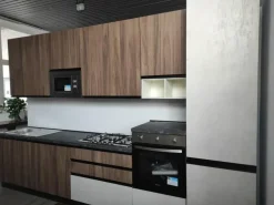 Cucina noce design lineare Era 240 in Offerta Outlet^Net Cucine Clearance