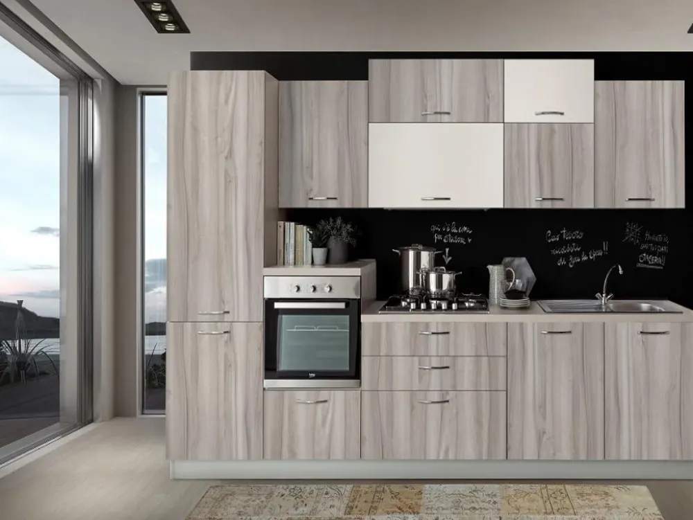 Artigianale Cucina noce moderna lineare Cuccina 330 cm noceartico- Cucine Lineari|Cucine Moderne