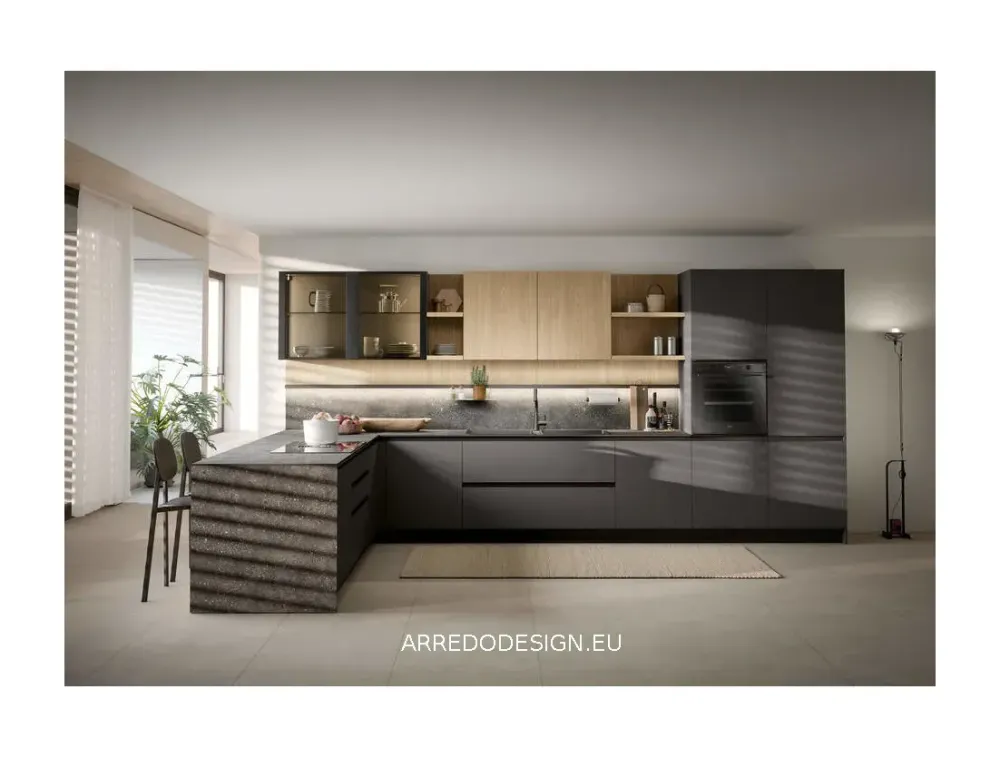 Cucina moderna ad angolo altri colori in melaminico Zoe^Prima Cucine Online
