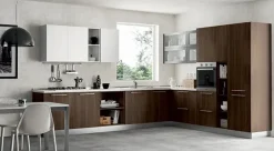 Prima Cucine CUCINA Primacucine Domino noce carruba e bianco matt PREZZO OUTLET- Cucine Ad Angolo|Cucine Moderne