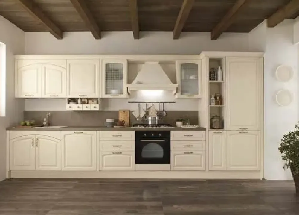 Clearance Cucina provenzale lineare Cucina modello shabby vintage l,egno lineare white a prezzo ribassato Cucine Lineari