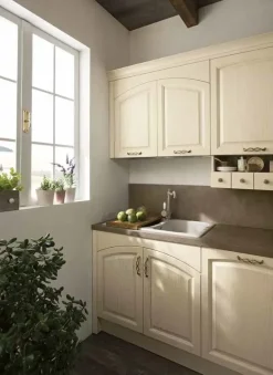 Clearance Cucina provenzale lineare Cucina modello shabby vintage l,egno lineare white a prezzo ribassato Cucine Lineari