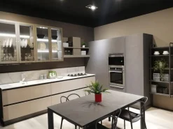 Cucina Round neck moderna tortora ad angolo scontata 53%^Lube Cucine Discount