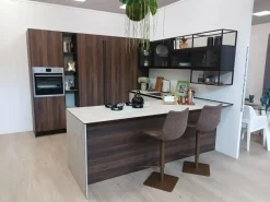 Cucina Rovere caffè con penisola con uno sconto imperdibile^Artigianale