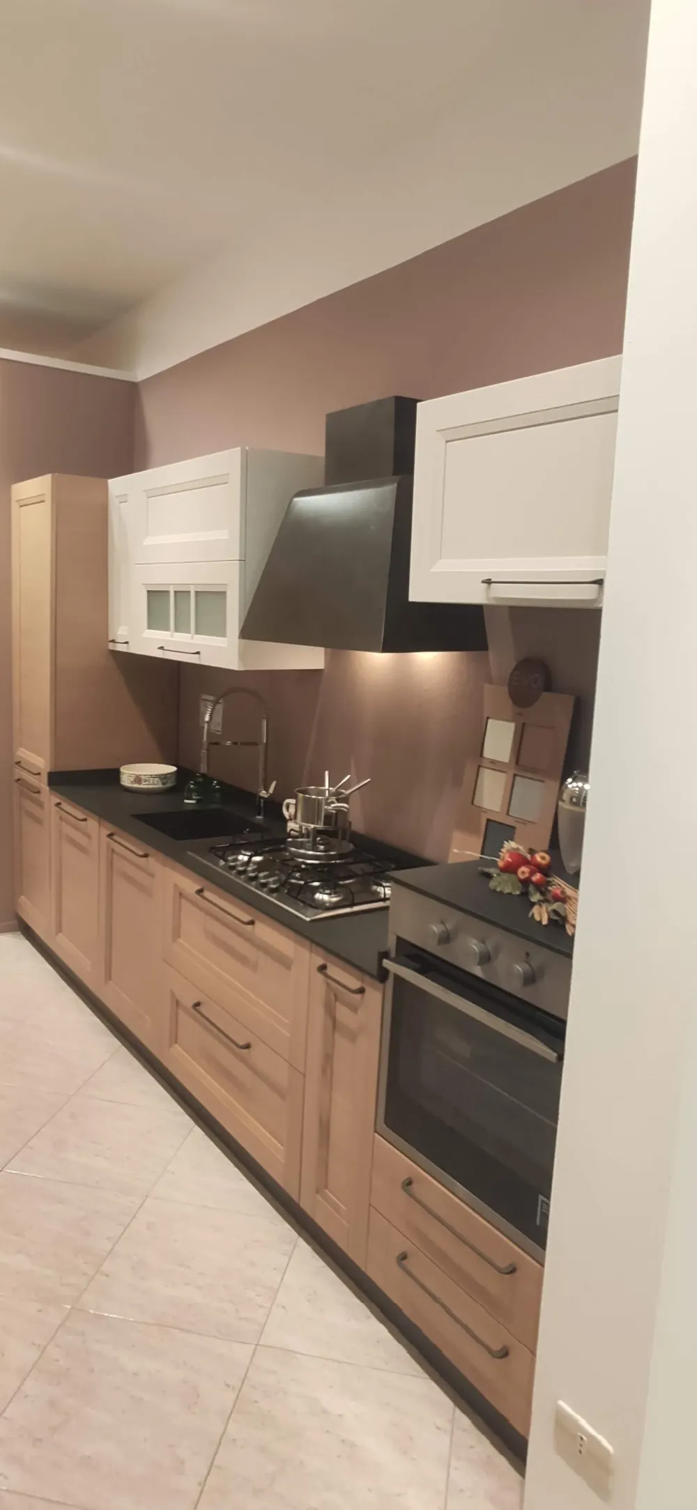 Outlet Cucina rovere chiaro classica lineare Gea in offerta Cucine Lineari