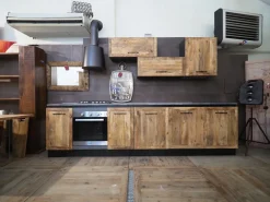 Outlet Cucina rovere chiaro industriale lineare Cucina industriale  vintage in legno e ferro  offerta unica in offerta Cucine Lineari