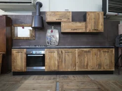Outlet Cucina rovere chiaro industriale lineare Cucina industriale  vintage in legno e ferro  offerta unica in offerta Cucine Lineari