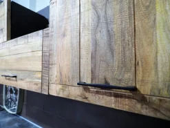 Outlet Cucina rovere chiaro industriale lineare Cucina industriale  vintage in legno e ferro  offerta unica in offerta Cucine Lineari