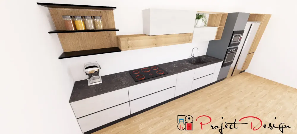 Sale Cucina rovere chiaro moderna lineare Sp22 in offerta Cucine Lineari|Cucine Moderne