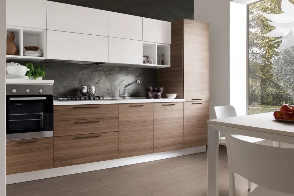 Cucina moderna lineare noce in laminato materico Cucina mod.chloè versione laminato eucalipto scontata del 35%^S75 New