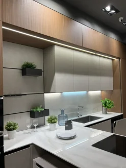 Scavolini Cucina design con penisola tortora in laminato materico Mira- Cucine Con Penisola|Cucine Design