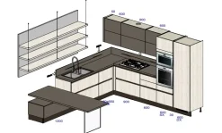 Online Cucina moderna ad angolo rovere chiaro in laminato materico Cucina liberamente laminato materico Cucine Ad Angolo|Cucine Moderne