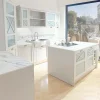 Artigianale Cucina Shabby chic ad angolo a Roma, grigio provenzale, sconto 50%.- Cucine Ad Angolo
