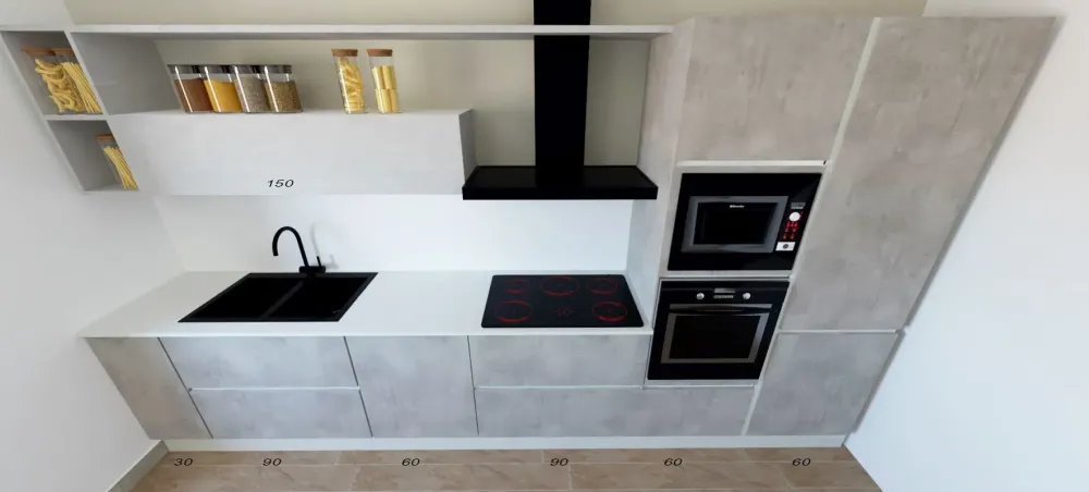 Astra Cucina Sp22 moderna grigia lineare scontata 55%- Cucine Lineari|Cucine Moderne